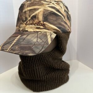 CABELA’S Size Medium Gore-Tex Camo Hunting Cap Hat w/Warm Neck Gaiter Sportsman